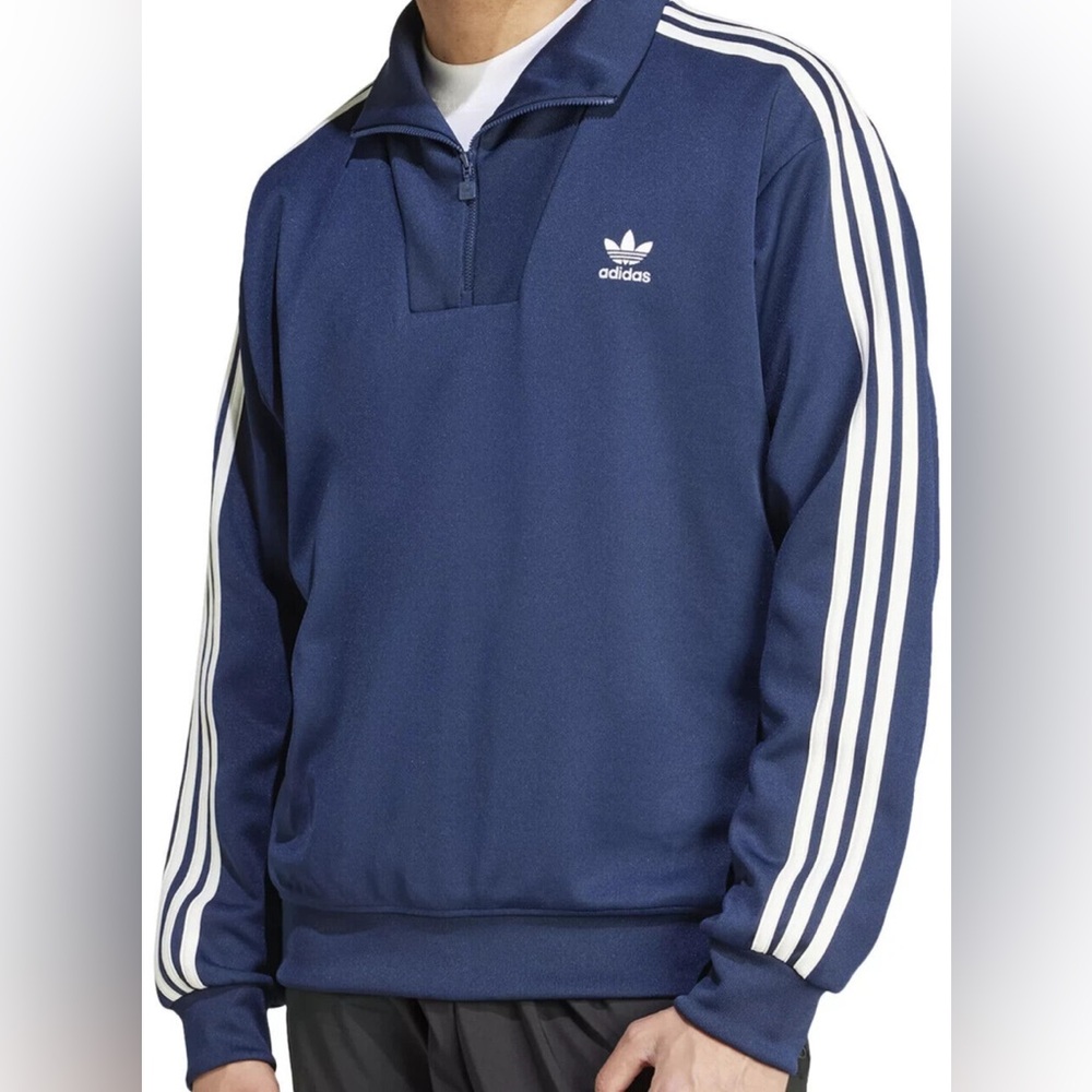 NWT Adidas Originals  Funnel Neck Track Top 1/4 Zip Night Indigo Pullover Jacket